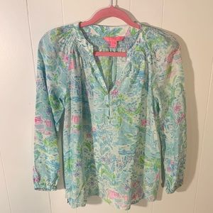 Lilly Pulitzer 100% silk 3/4 sleeve top